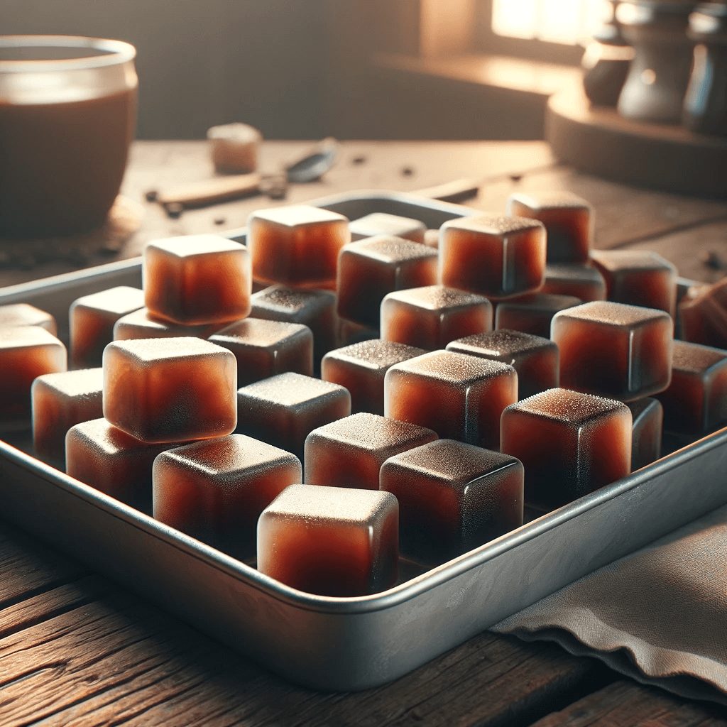 iced coffee cubes in tray - illustration
